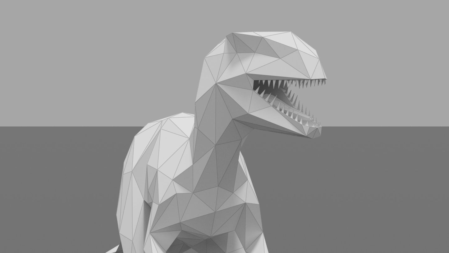 Velociraptor Dinosaur DIY Low Poly Paper Model Template, Paper Craft