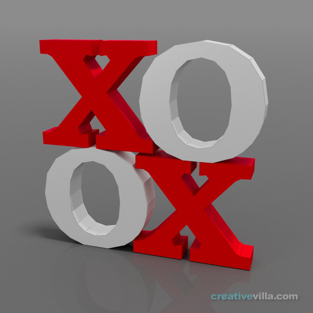 X and O Letters DIY Low Poly Paper Model Template, Paper Craft