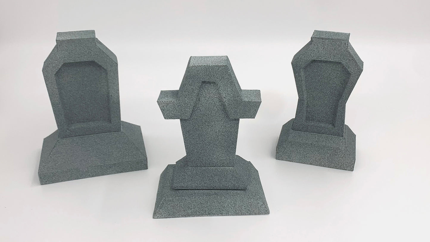 Tombstones Set 4 DIY Low Poly Paper Model Template, Paper Craft