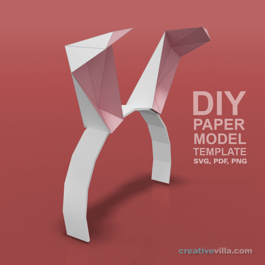 Bunny Ears Headband DIY Low Poly Paper Model Template, Paper Craft