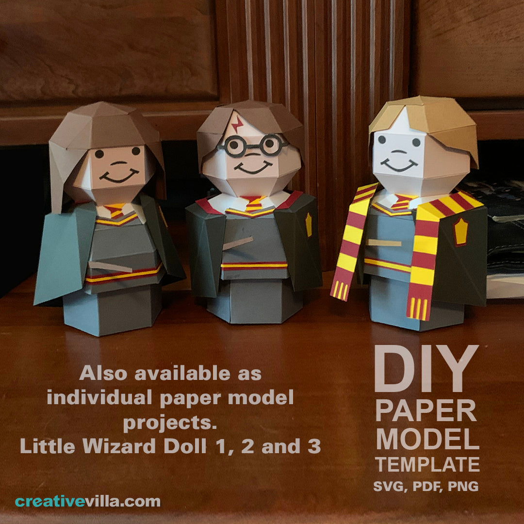 Little Wizard Paper Doll Collection- DIY Low Poly Paper Model Template, Paper Craft