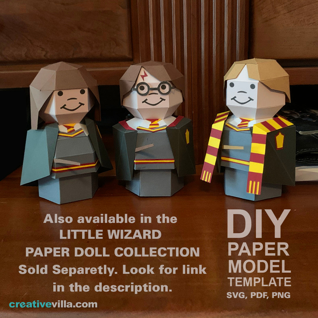 Little Wizard Paper Doll #2- DIY Low Poly Paper Model Template, Paper Craft