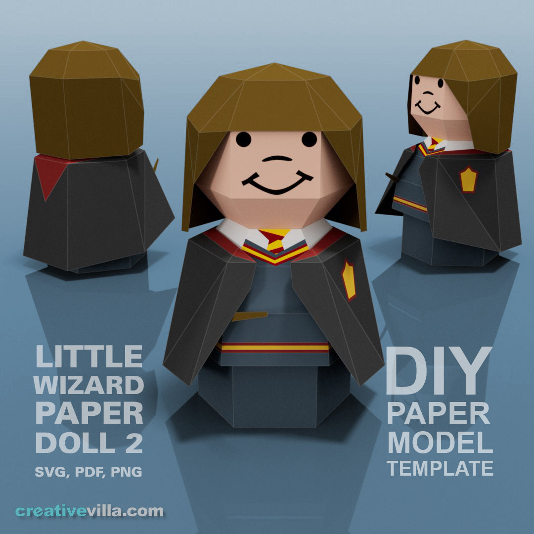 Little Wizard Paper Doll #2- DIY Low Poly Paper Model Template, Paper Craft