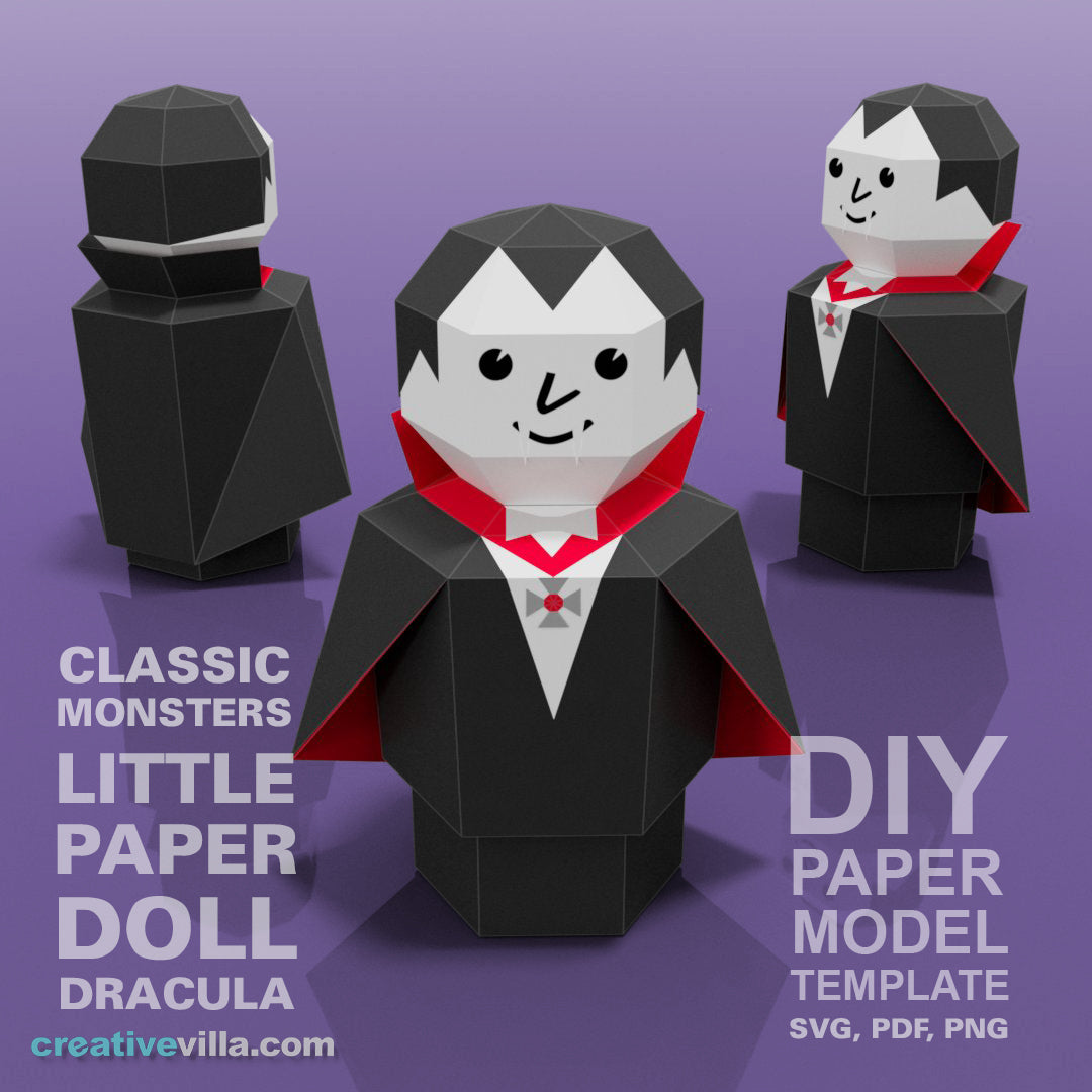 Little Paper Doll Dracula - DIY Low Poly Paper Model Template, Paper Craft