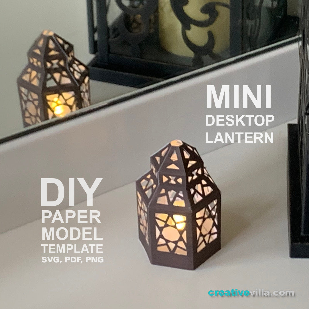 Mini Desktop Lantern #1 DIY Low Poly Paper Model Template, Paper Craft