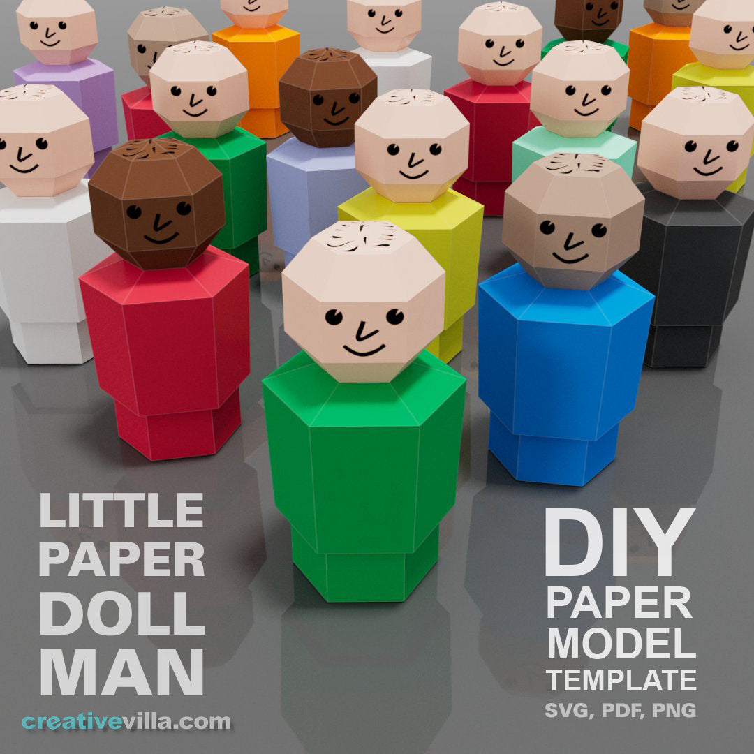 Little Paper Doll Man - DIY Low Poly Paper Model Template, Paper Craft