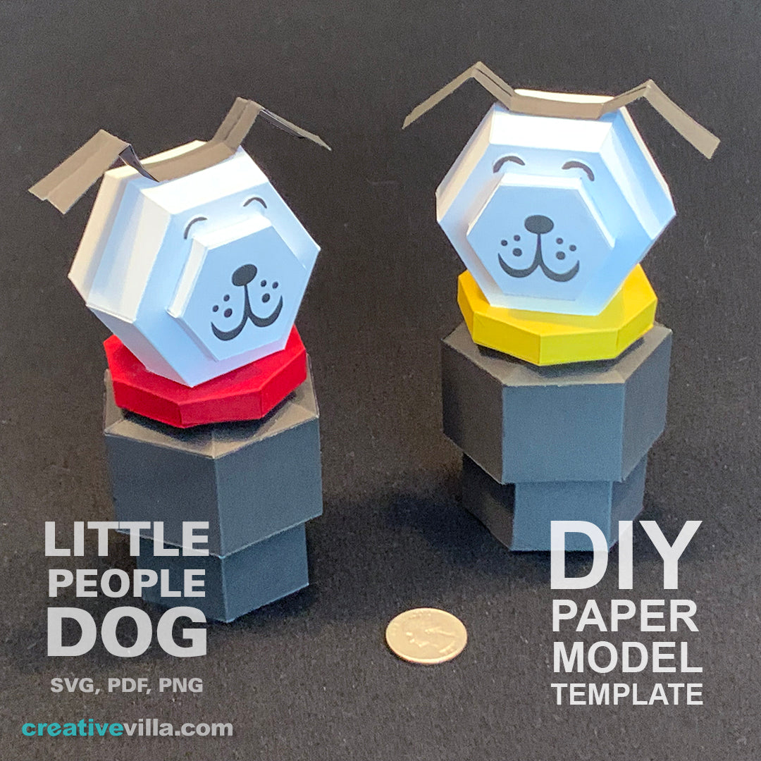 Little People Dog - DIY Low Poly Paper Model Template, Paper Craft