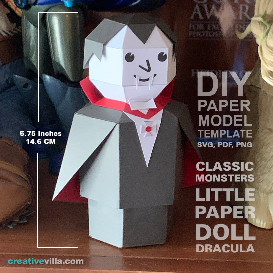 Little Paper Doll Dracula - DIY Low Poly Paper Model Template, Paper Craft