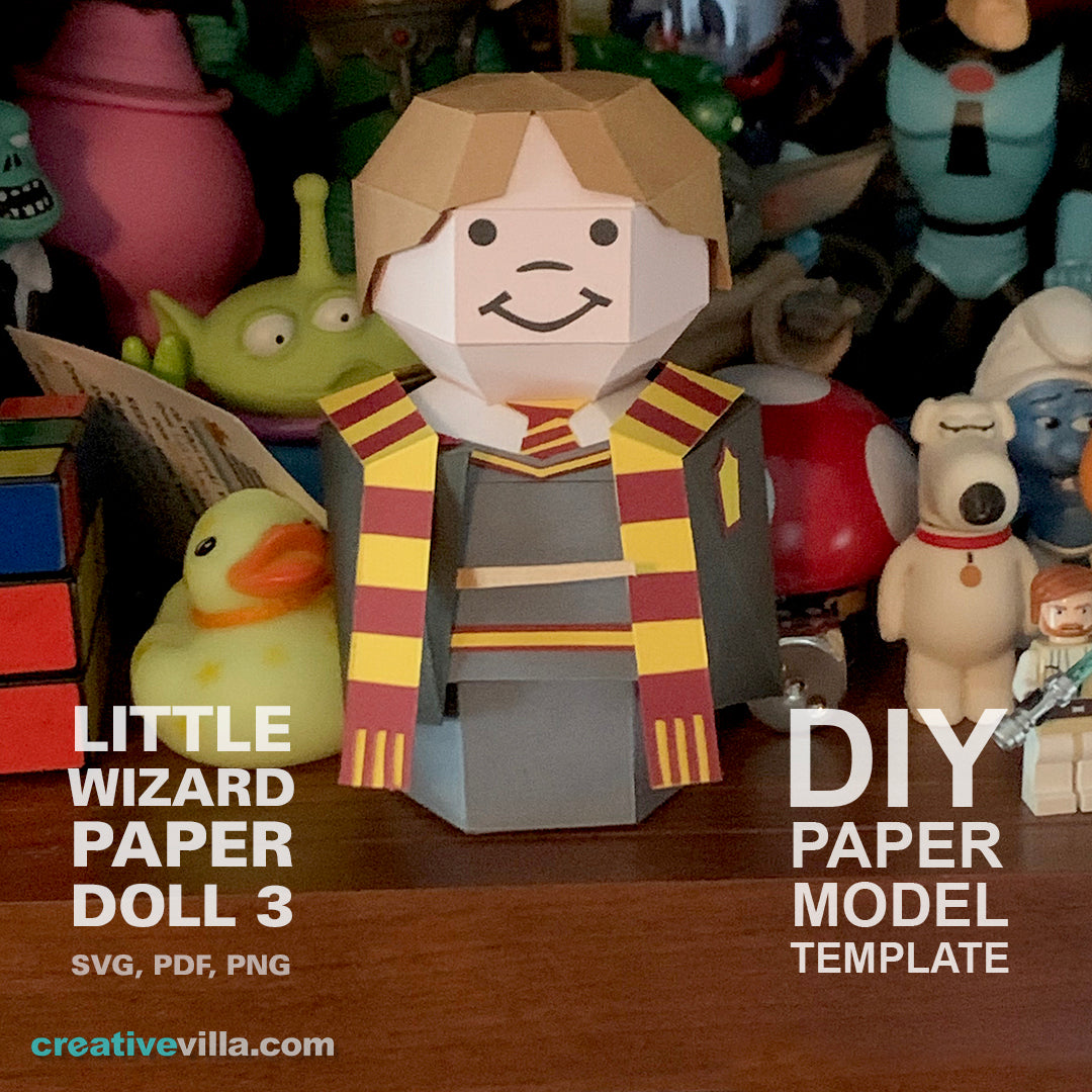 Little Wizard Paper Doll #3- DIY Low Poly Paper Model Template, Paper Craft