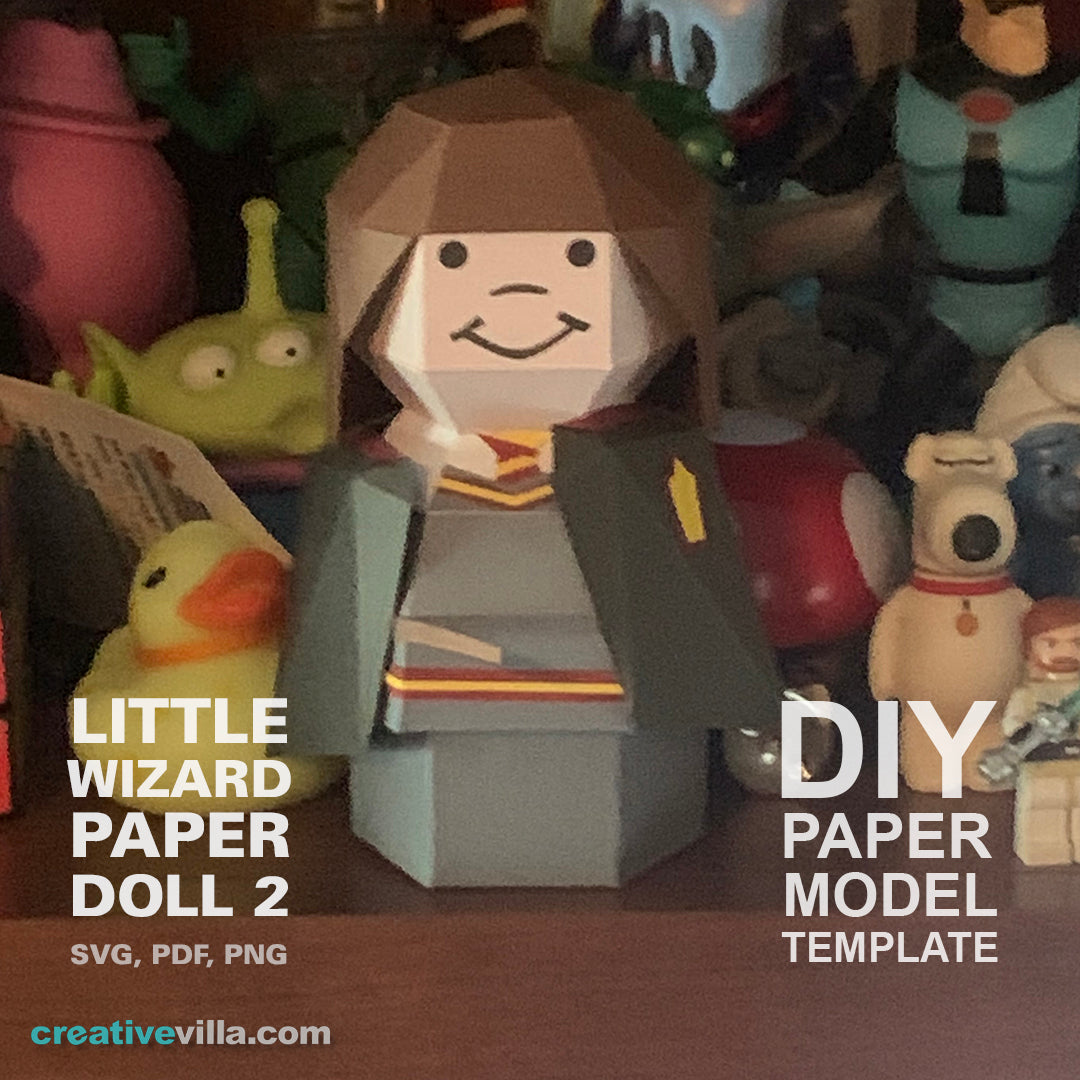 Little Wizard Paper Doll #2- DIY Low Poly Paper Model Template, Paper Craft