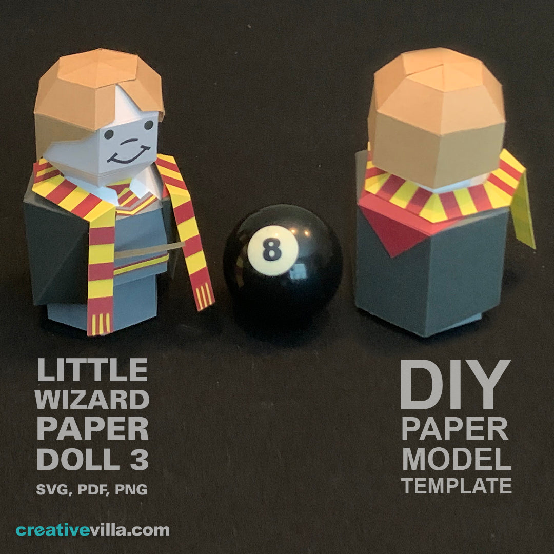 Little Wizard Paper Doll #3- DIY Low Poly Paper Model Template, Paper Craft