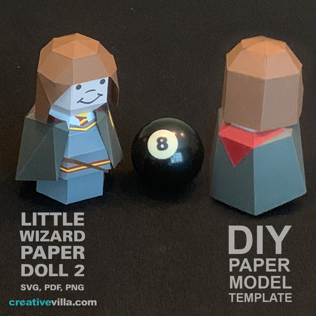 Little Wizard Paper Doll #2- DIY Low Poly Paper Model Template, Paper Craft