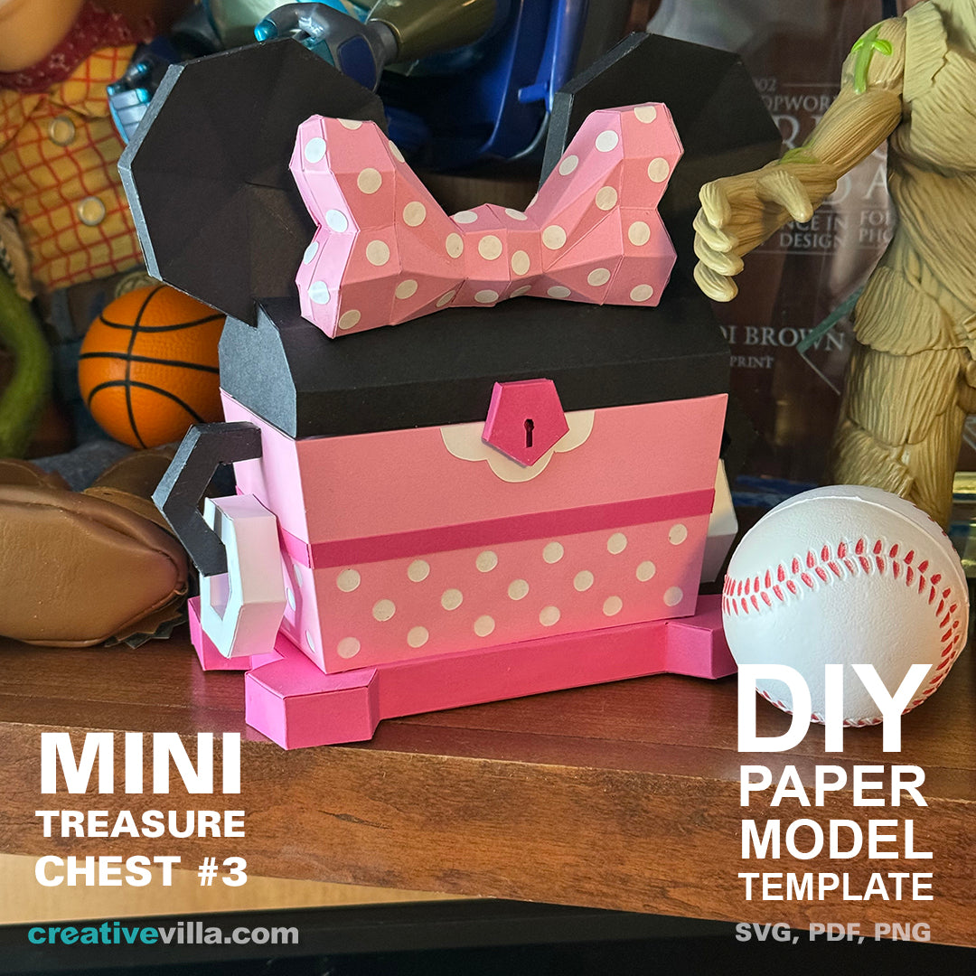 Mini Treasure Chest #3 - DIY Polygonal Paper Art Model Template, Paper Craft