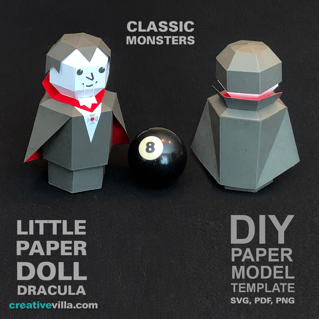 Little Paper Doll Dracula - DIY Low Poly Paper Model Template, Paper Craft