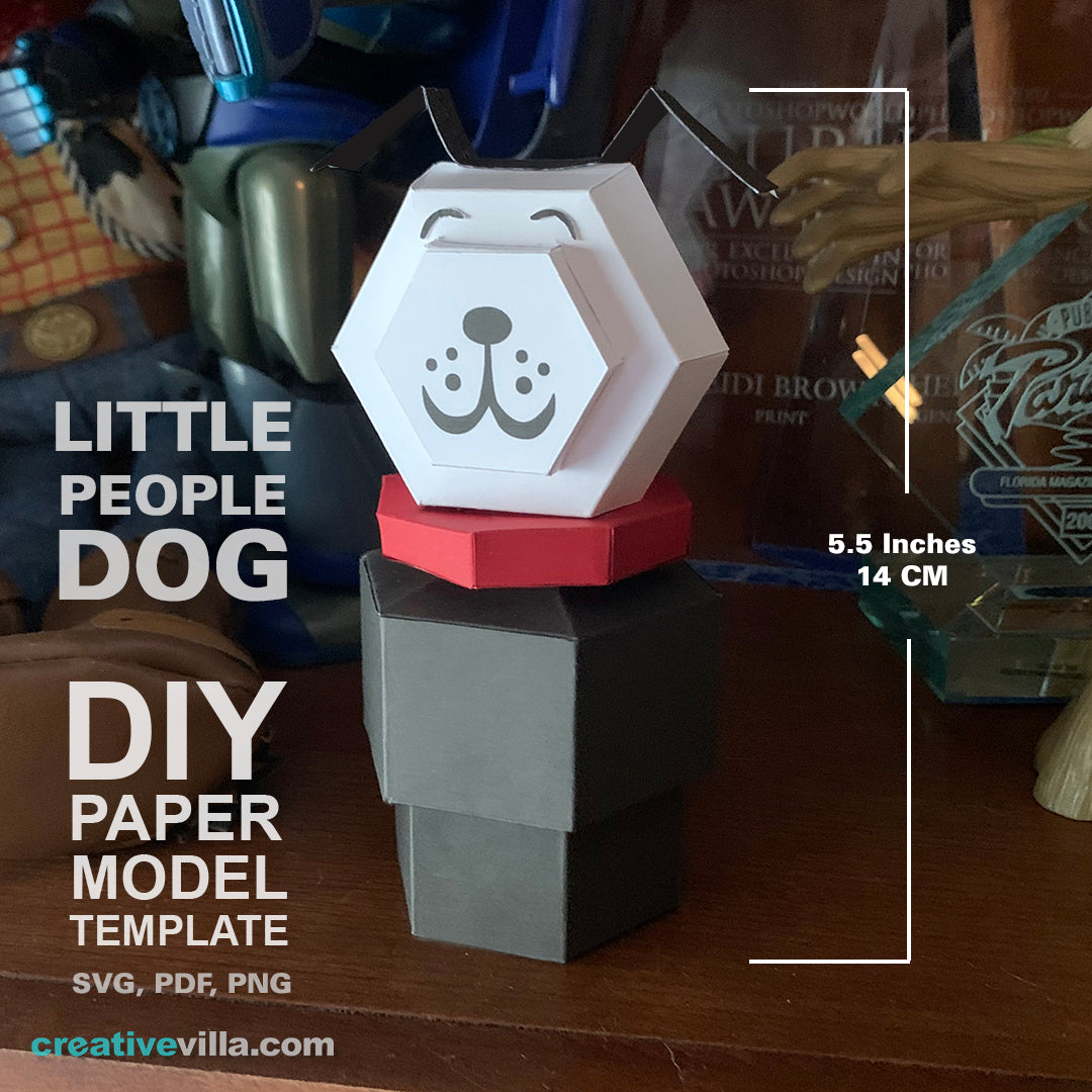 Little People Dog - DIY Low Poly Paper Model Template, Paper Craft