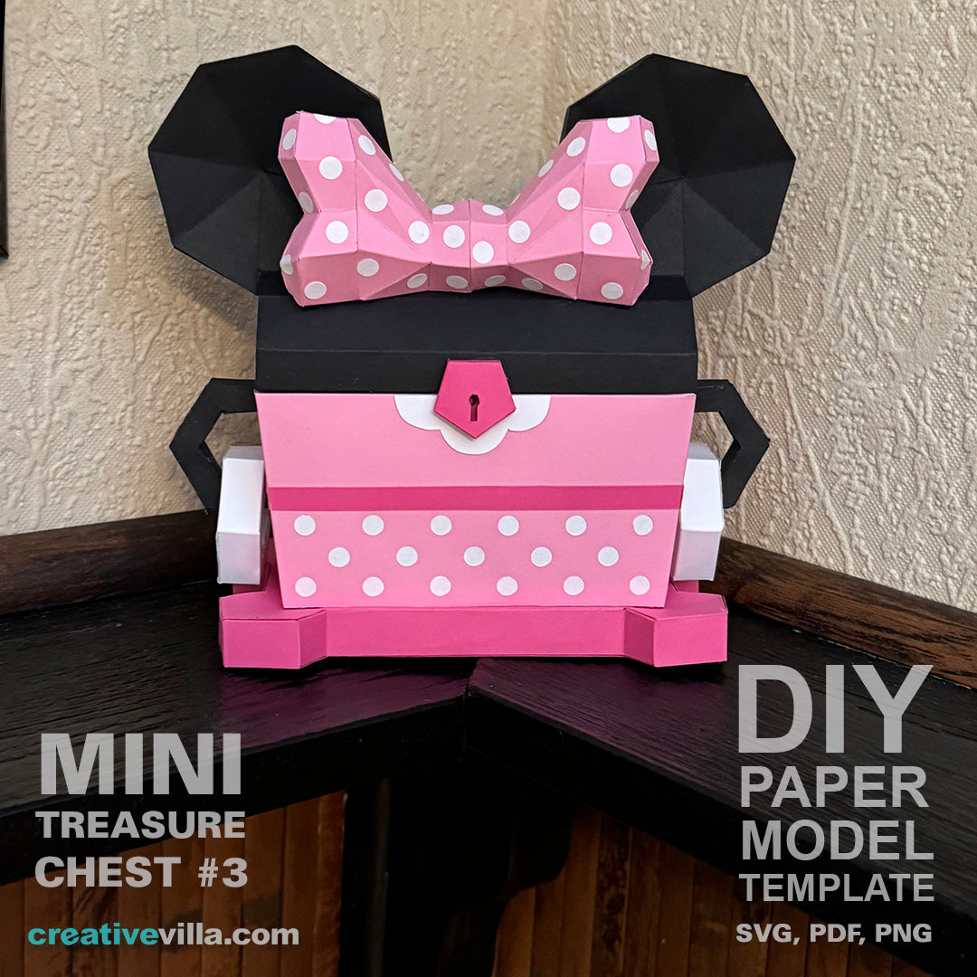 Mini Treasure Chest #3 - DIY Polygonal Paper Art Model Template, Paper Craft