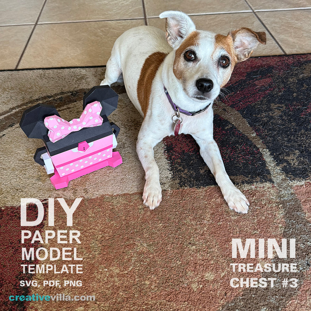 Mini Treasure Chest #3 - DIY Polygonal Paper Art Model Template, Paper Craft