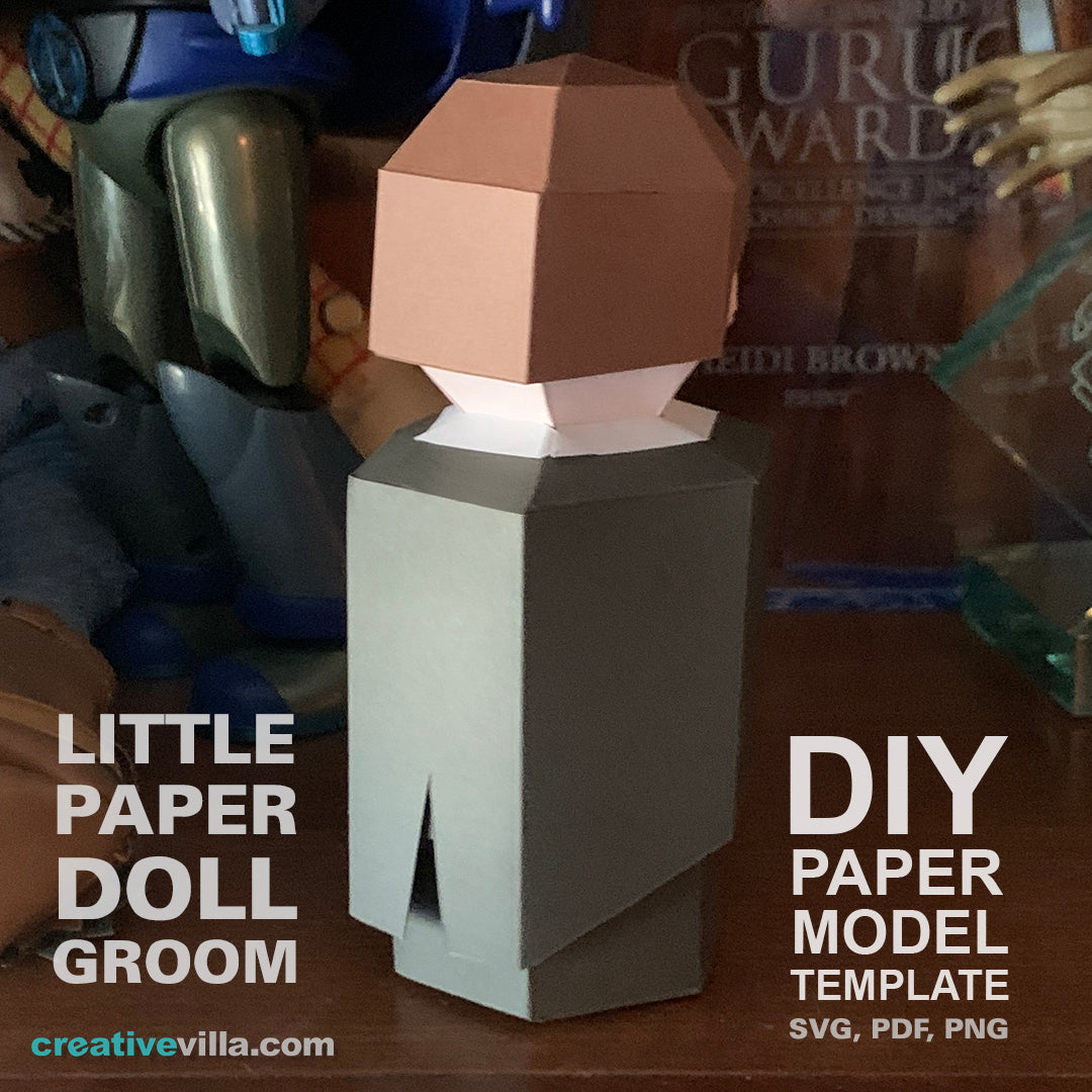 Little Paper Doll Groom - DIY Low Poly Paper Model Template, Paper Craft