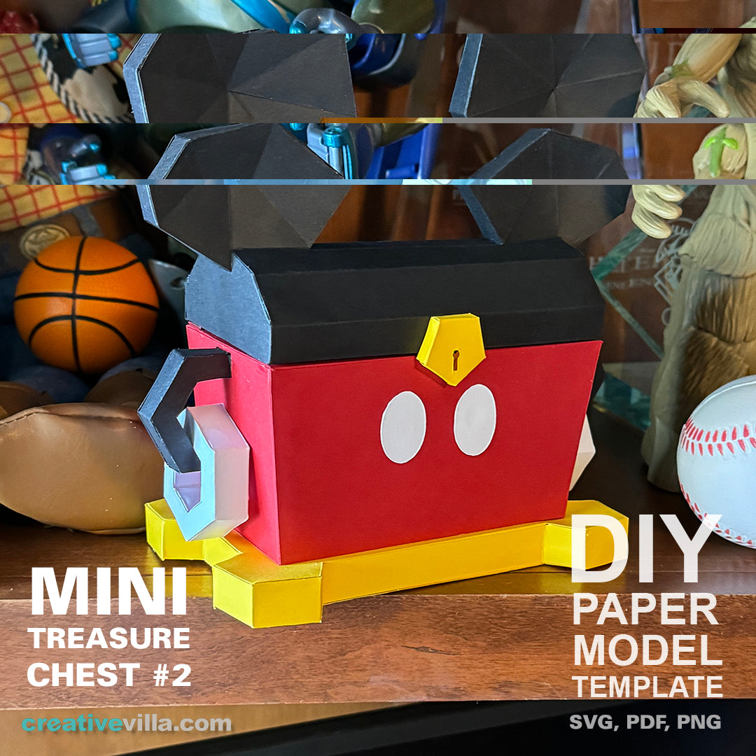 Mini Treasure Chest #2 - DIY Polygonal Paper Art Model Template, Paper Craft