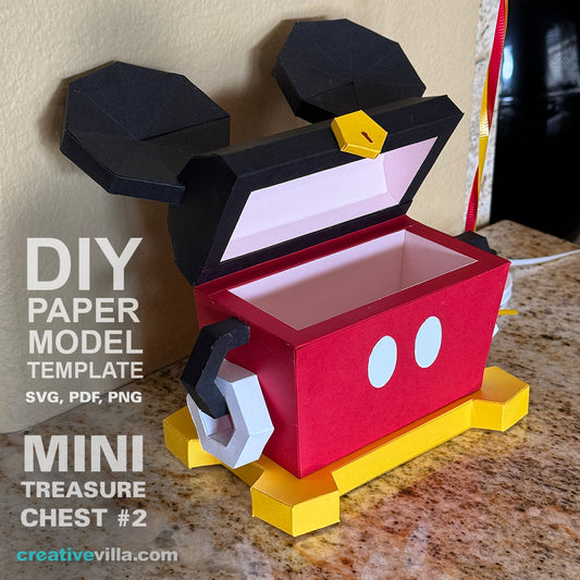 Mini Treasure Chest #2 - DIY Polygonal Paper Art Model Template, Paper Craft