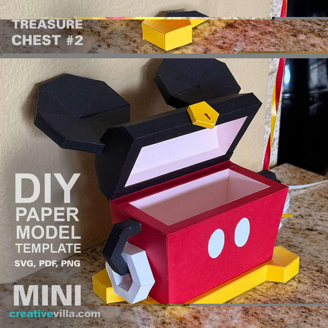 Mini Treasure Chest #2 - DIY Polygonal Paper Art Model Template, Paper Craft