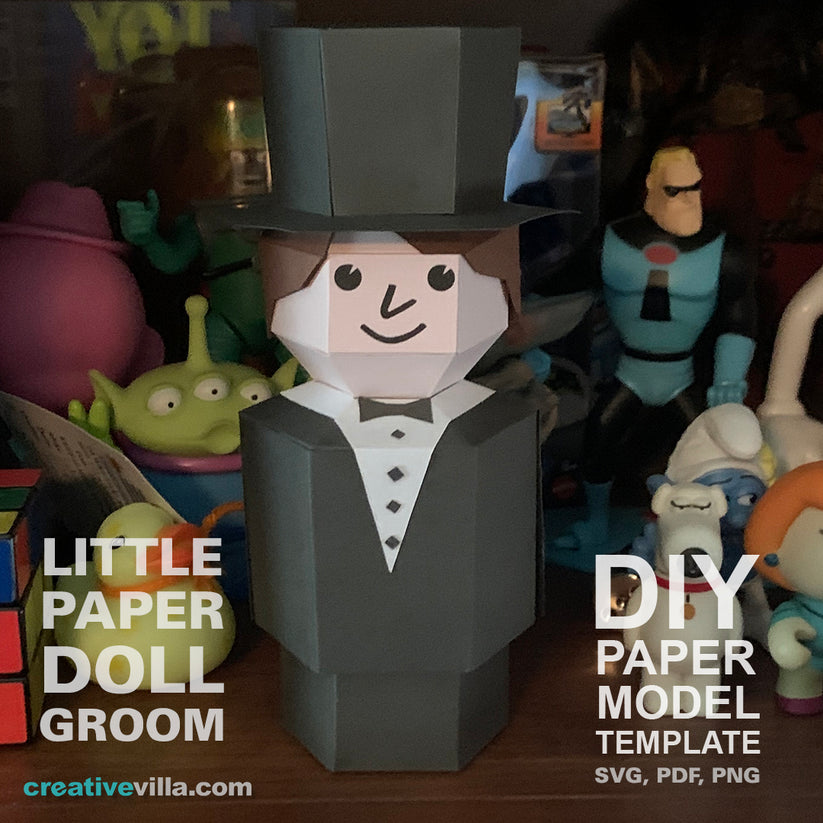Little Paper Doll Groom - DIY Low Poly Paper Model Template, Paper Cra ...