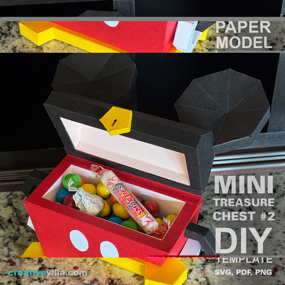 Mini Treasure Chest #2 - DIY Polygonal Paper Art Model Template, Paper Craft