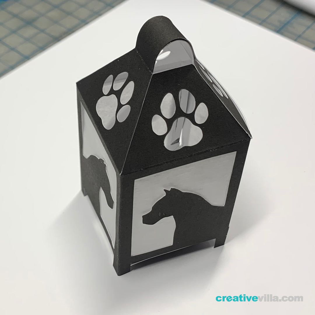 Boxer Dog Mini Desktop Lantern DIY Low Poly Paper Model Template, Cricut Paper Craft