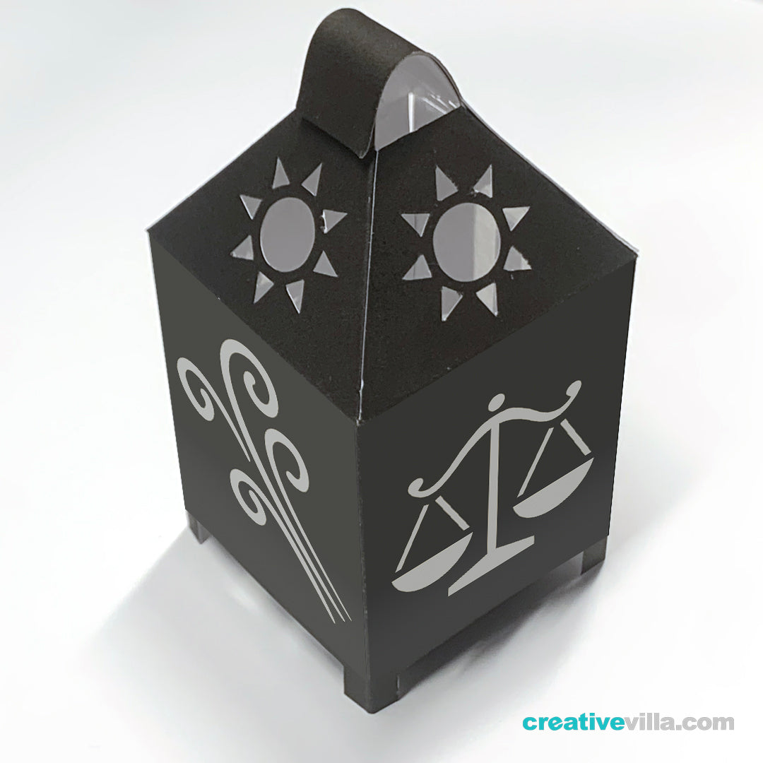 Libra Zodiac Mini Desktop Lantern DIY Low Poly Paper Model Template, Cricut Paper Craft