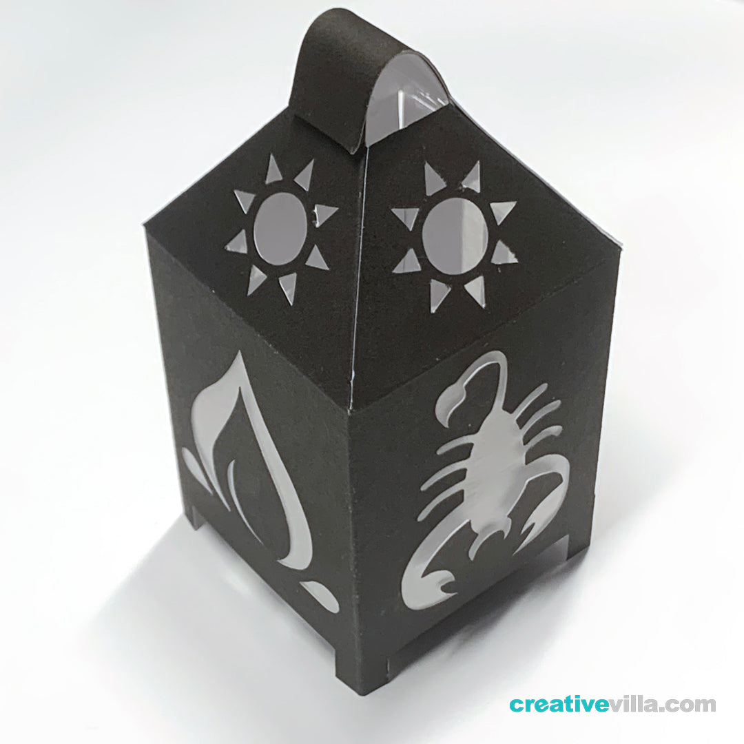Scorpio Zodiac Mini Desktop Lantern DIY Low Poly Paper Model Template, Cricut Paper Craft