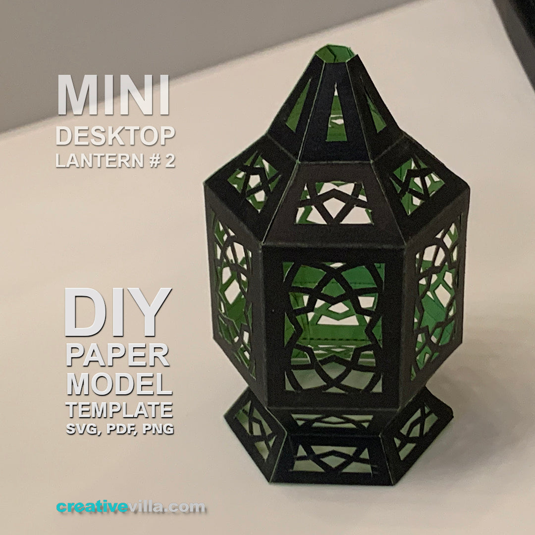 Mini Desktop Lantern #2 DIY Low Poly Paper Model Template, Paper Craft