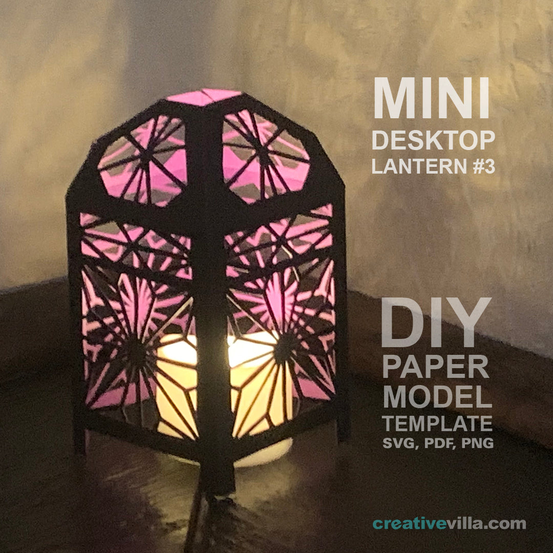 Mini Desktop Lantern #3 DIY Low Poly Paper Model Template, Paper Craft