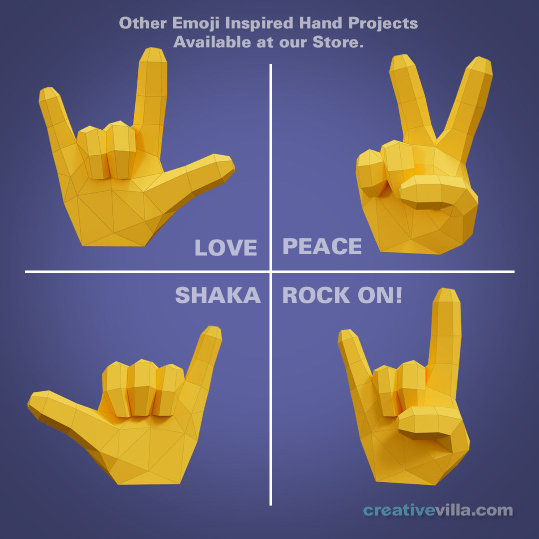 Emoji inspired Hand - Number One! - DIY Low Poly Paper Model Template, Paper Craft