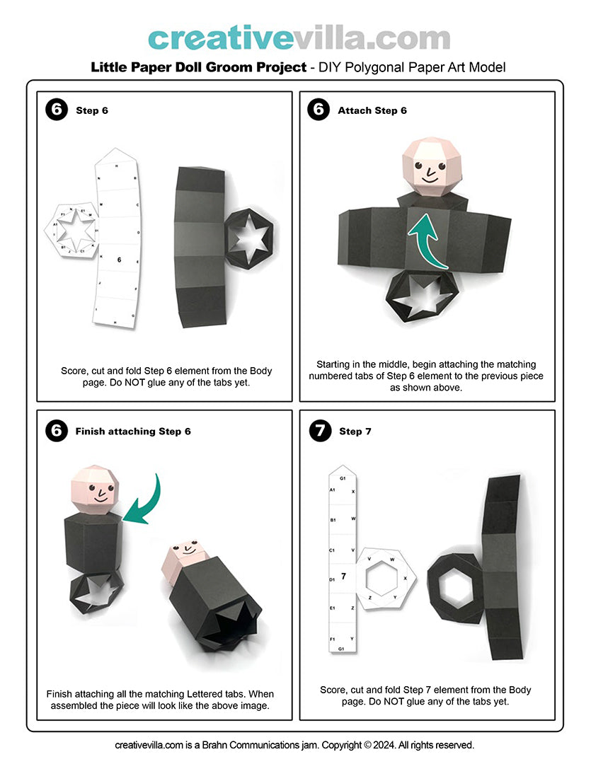 Little Paper Doll Groom - DIY Low Poly Paper Model Template, Paper Craft