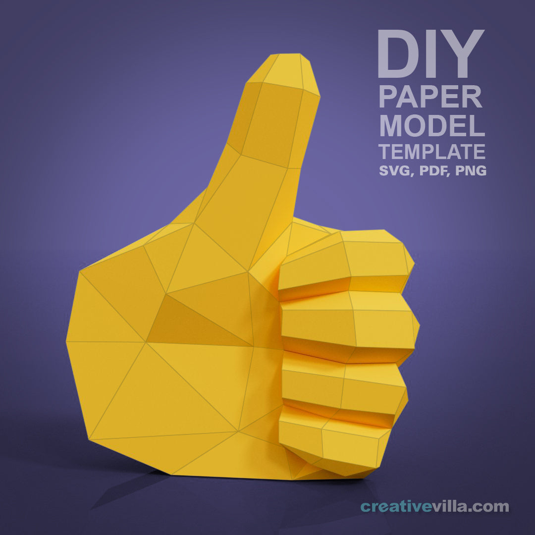 Emoji inspired Hand - Thumbs Up! - DIY Low Poly Paper Model Template, Paper Craft