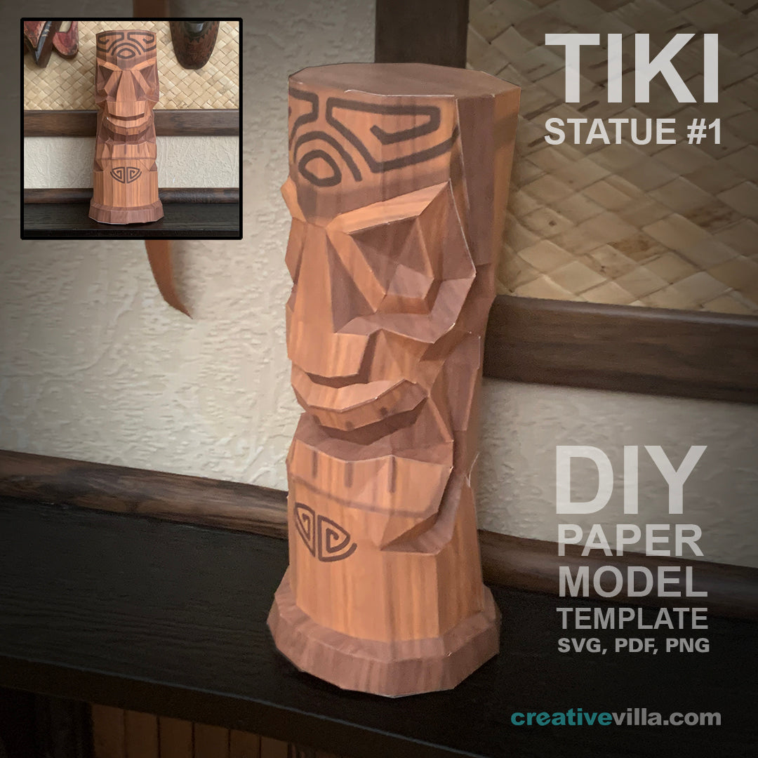 Tiki Statue #1 - DIY Polygonal Paper Art Model Template, Paper Craft