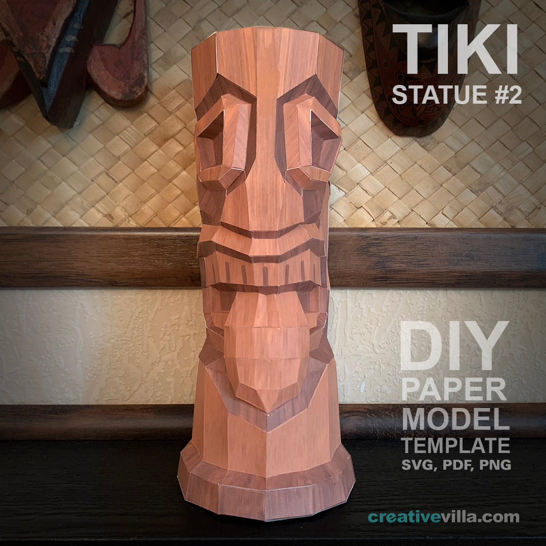 Tiki Statue #2 - DIY Polygonal Paper Art Model Template, Paper Craft