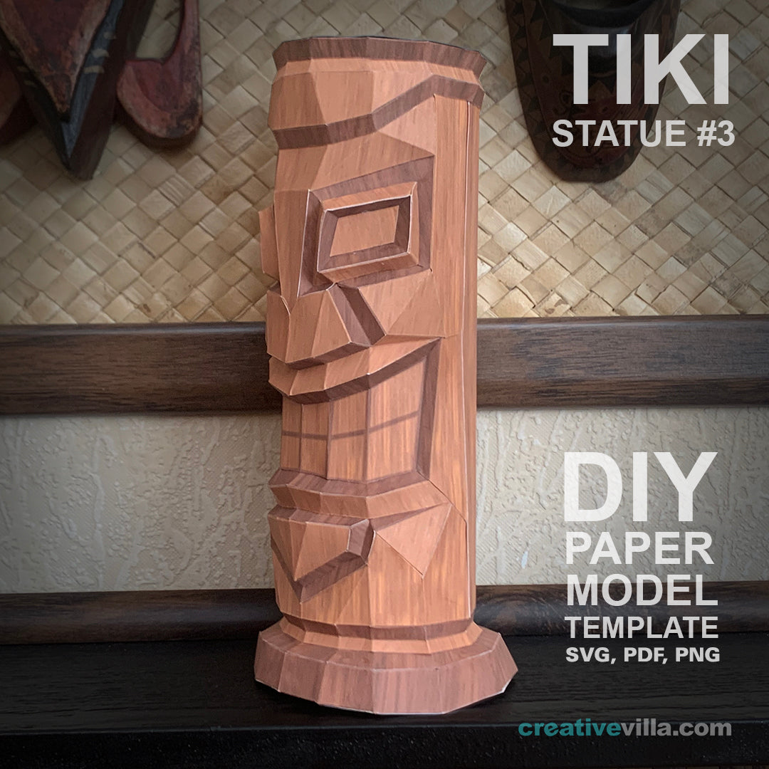 Tiki Statue 3 DIY Polygonal Paper Art Model Template, Paper Craft