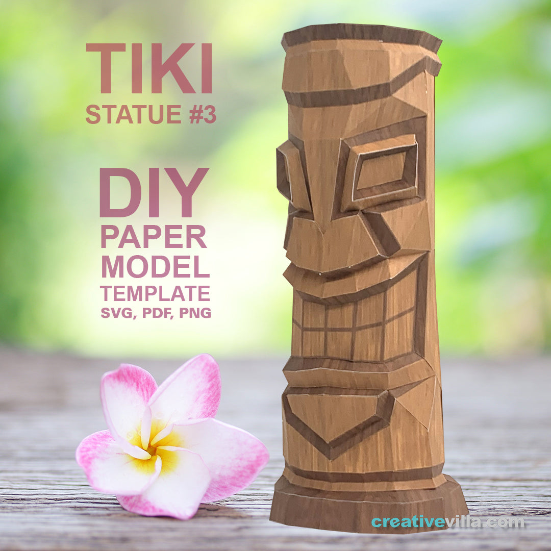 Tiki Statue #3 - DIY Polygonal Paper Art Model Template, Paper Craft
