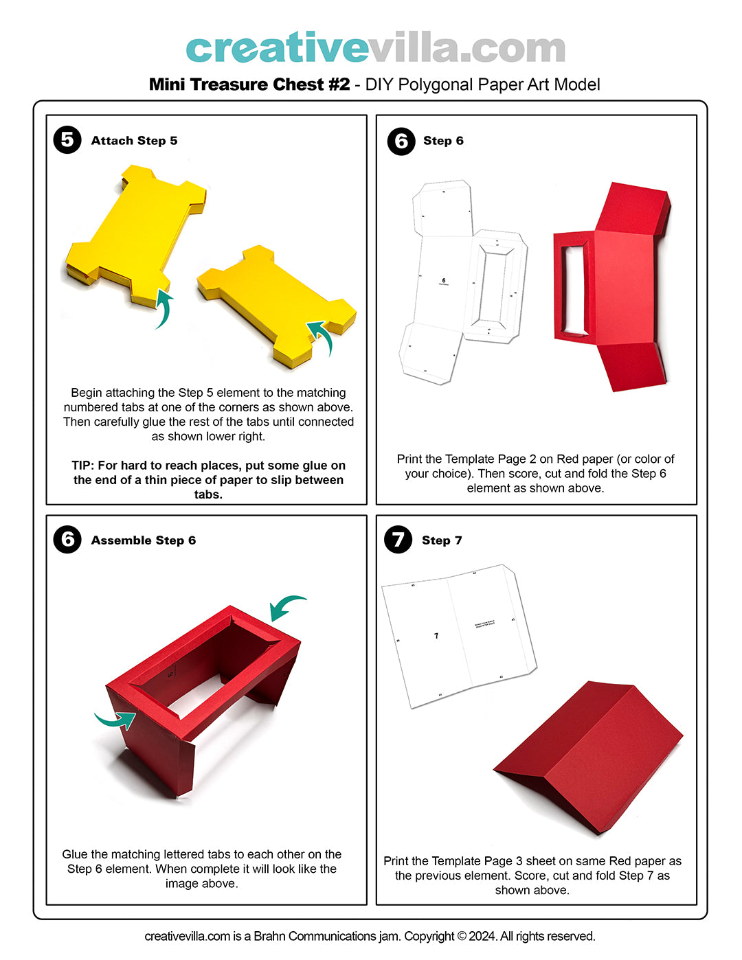 Mini Treasure Chest #2 - DIY Polygonal Paper Art Model Template, Paper Craft