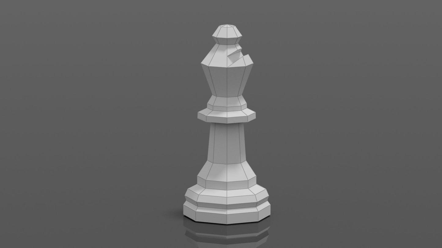 Giant Chess Piece - BISHOP DIY Low Poly Paper Model Template, Paper Craft