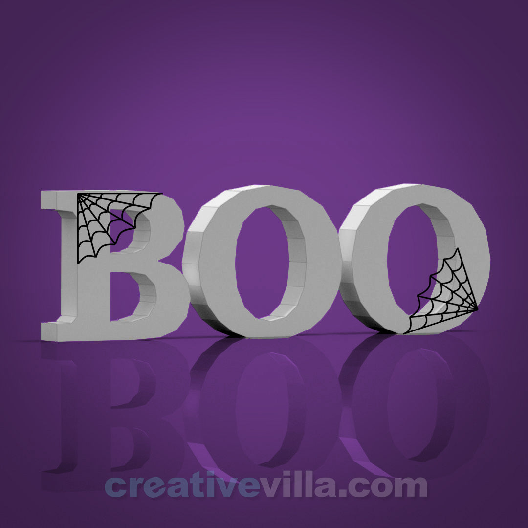 Boo Lettering DIY Low Poly Paper Model Template, Paper Craft