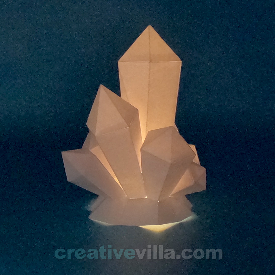 Crystals (Night Light) DIY Low Poly Paper Model Template, Paper Craft