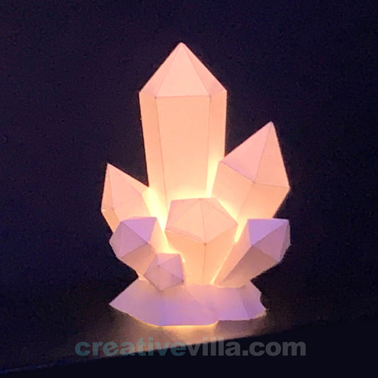 Crystals (Night Light) DIY Low Poly Paper Model Template, Paper Craft