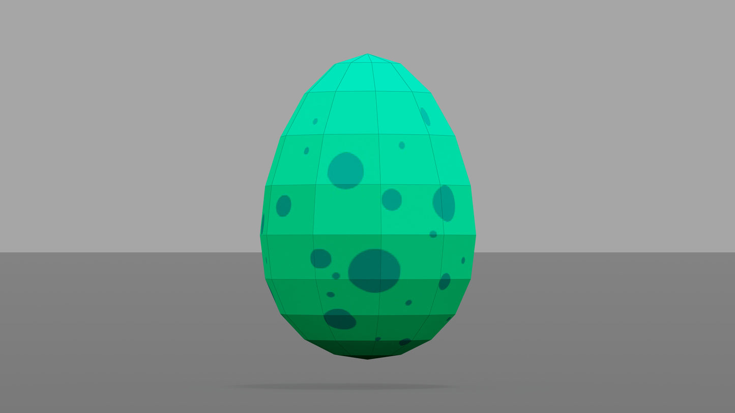 Dinosaur Egg (Night Light) DIY Low Poly Paper Model Template, Paper Craft