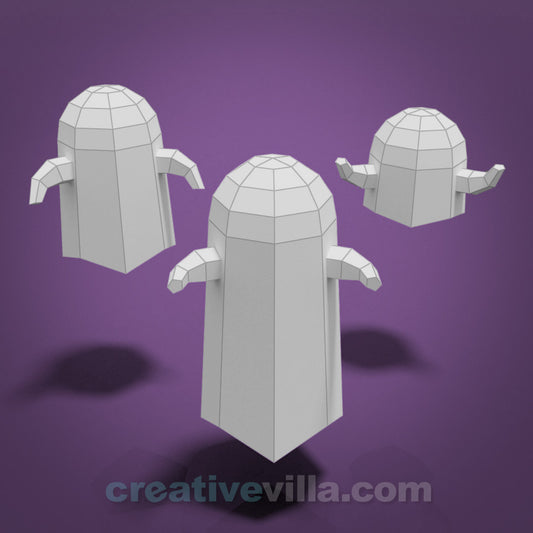 Ghosts DIY Low Poly Paper Model Template, Paper Craft