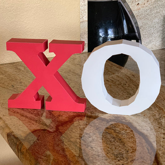 X and O Letters DIY Low Poly Paper Model Template, Paper Craft