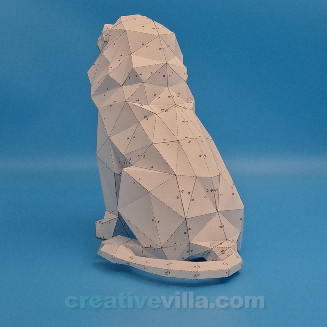 Lion Roaring DIY Low Poly Paper Model Template, Paper Craft