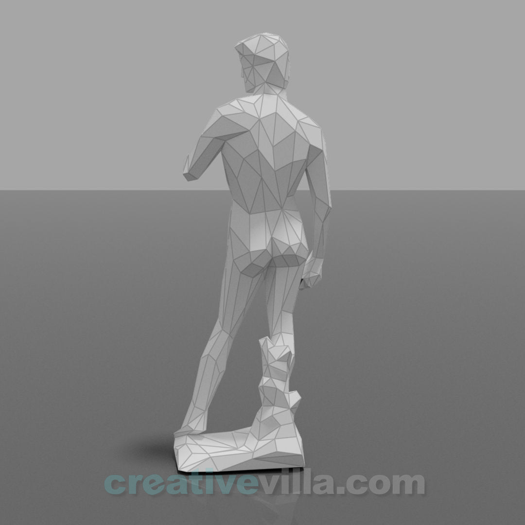 David Statue DIY Low Poly Paper Model Template, Paper Craft