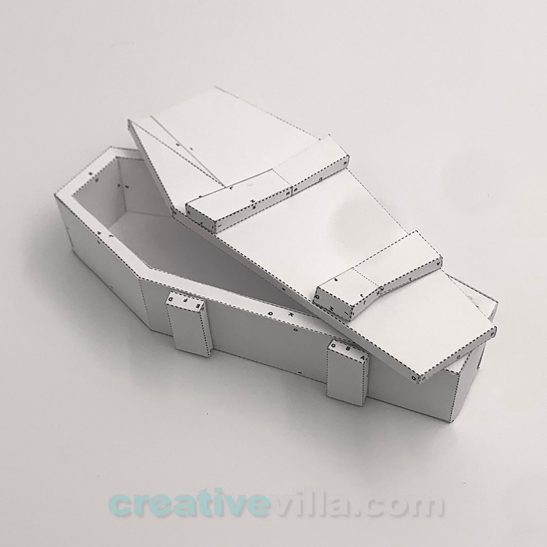 Wooden Coffin DIY Low Poly Paper Model Template, Paper Craft
